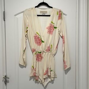 Stone Cold Fox peony silk romper